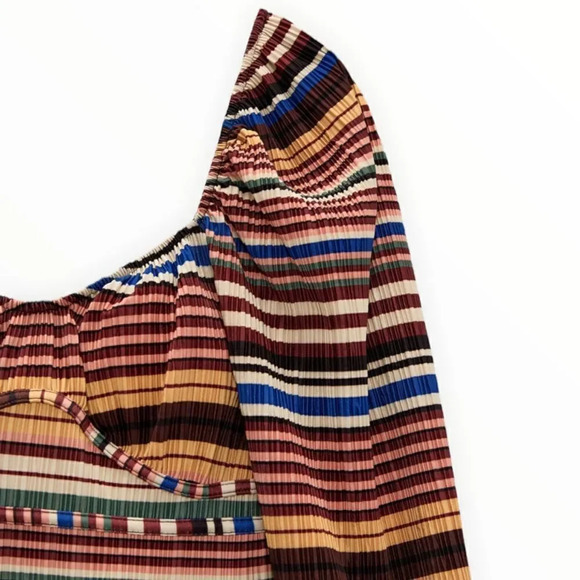 ZARA | Chocolate Brown | PRINTED PLEATED DRESS - Picture 4 of 10